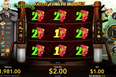 Οθόνη3. Triple Kung Fu Monkey Κουλοχέρης