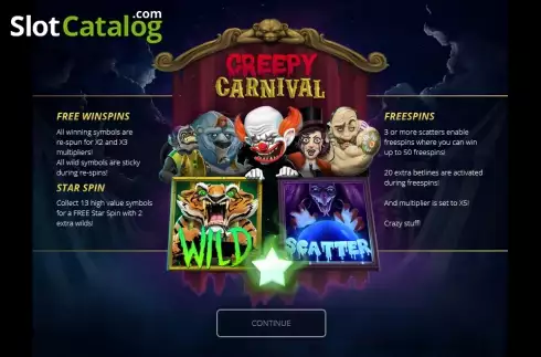 Εισαγωγή οθόνης. Creepy Carnival Κουλοχέρης