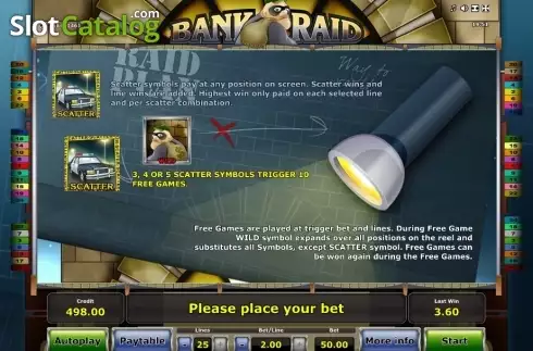 Οθόνη7. Bank Raid (Novomatic) Κουλοχέρης