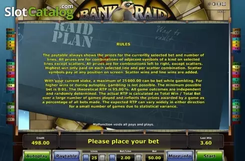 Οθόνη8. Bank Raid (Novomatic) Κουλοχέρης