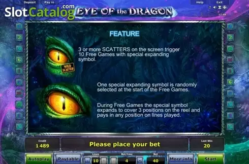 Οθόνη5. Eye of the Dragon Κουλοχέρης