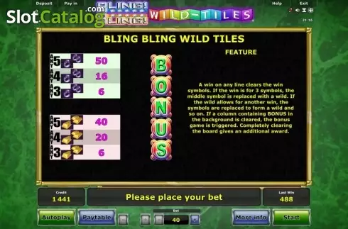 Οθόνη5. Bling Bling Wild Tiles Κουλοχέρης