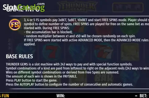Οθόνη9. Thunder Gems Κουλοχέρης