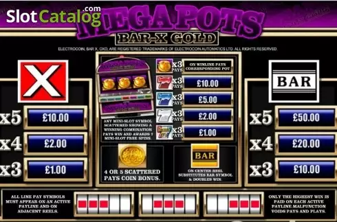 Οθόνη4. Mega Pots Bar-X Gold (OpenBet) Κουλοχέρης