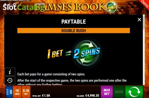Οθόνη6. Ramses Book Double Rush Κουλοχέρης