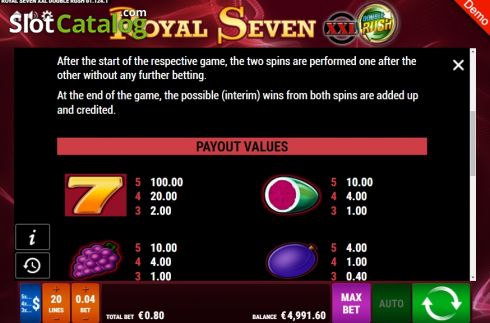Οθόνη7. Royal Seven XXL Double Rush Κουλοχέρης
