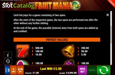 Οθόνη7. Fruit Mania Double Rush Κουλοχέρης