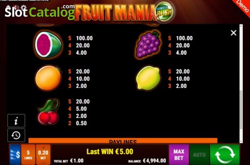 Οθόνη8. Fruit Mania Double Rush Κουλοχέρης
