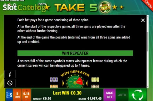 Οθόνη7. Take 5 Triple Rush Κουλοχέρης