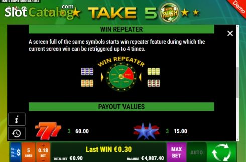 Οθόνη8. Take 5 Triple Rush Κουλοχέρης