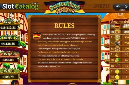 Οθόνη6. Deutschland Jackpot Κουλοχέρης 