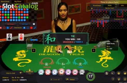 Οθόνη5. Dragon Tiger Live Casino (Ezugi) Κουλοχέρης