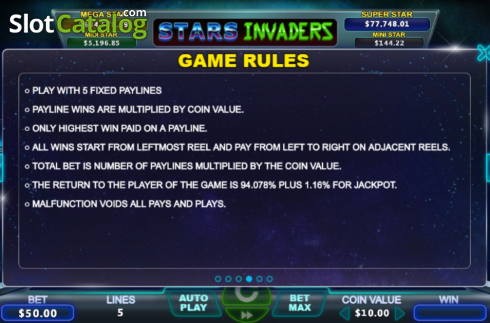 Οθόνη6. Stars Invaders Κουλοχέρης
