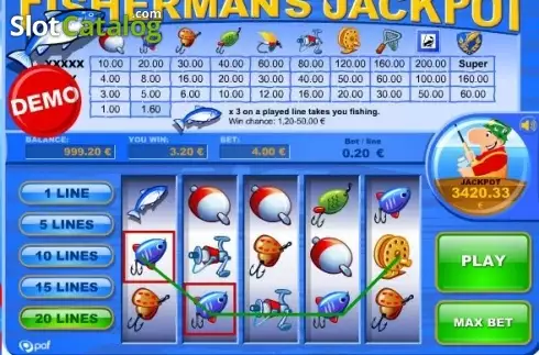 Οθόνη2. Fisherman's Jackpot Κουλοχέρης