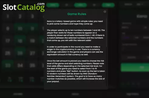 Οθόνη5. Keno (Pascal Gaming) Κουλοχέρης