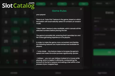 Οθόνη6. Keno (Pascal Gaming) Κουλοχέρης