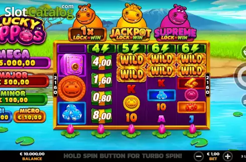 Οθόνη3. 3 Lucky Hippos Κουλοχέρης