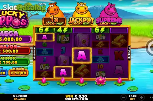 Οθόνη4. 3 Lucky Hippos Κουλοχέρης
