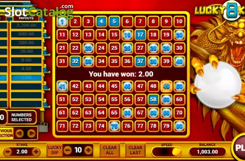 Οθόνη3. Lucky 8 Keno Κουλοχέρης