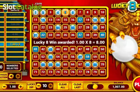 Οθόνη4. Lucky 8 Keno Κουλοχέρης