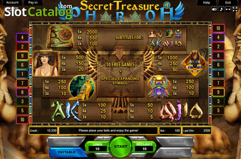 Οθόνη3. Secret Treasure Of Pharaoh Κουλοχέρης