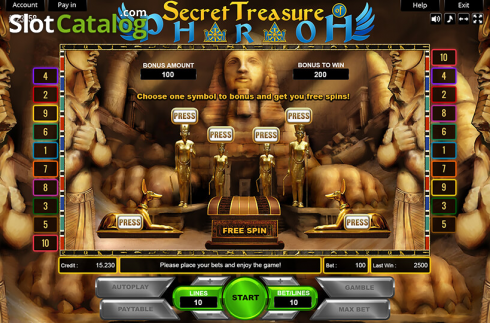 Οθόνη5. Secret Treasure Of Pharaoh Κουλοχέρης