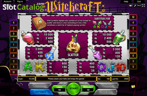 Οθόνη4. Witchcraft (Platin Gaming) Κουλοχέρης