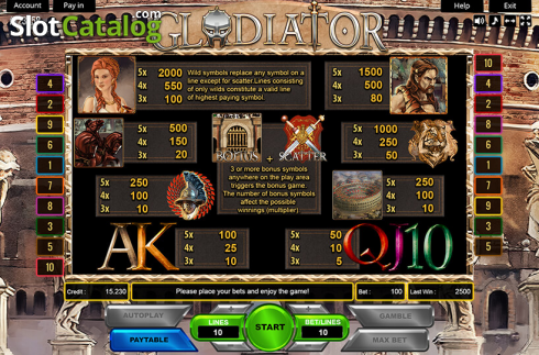 Οθόνη3. Gladiator (Platin Gaming) Κουλοχέρης 