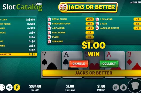 Οθόνη3. Jacks or Better (Platipus) Κουλοχέρης