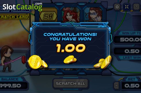 Οθόνη4. Space Hunters Scratch Card Κουλοχέρης