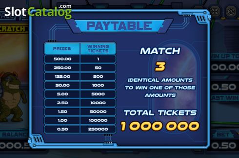 Οθόνη6. Space Hunters Scratch Card Κουλοχέρης