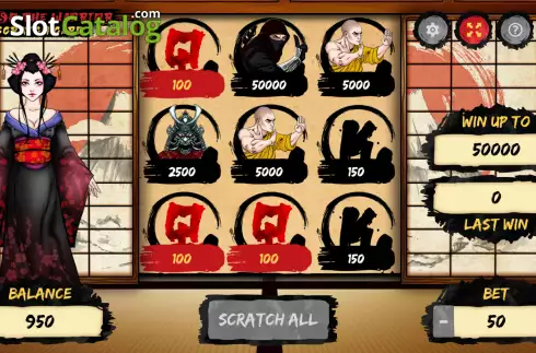 Οθόνη3. Way of the Warrior Scratchcard Κουλοχέρης 