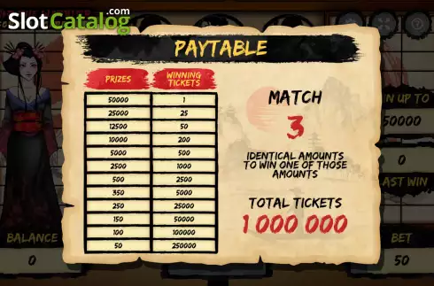 Οθόνη4. Way of the Warrior Scratchcard Κουλοχέρης 