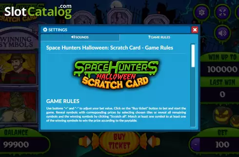 Οθόνη6. Space Hunters Halloween Scratch Card Κουλοχέρης