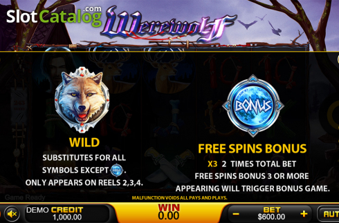 Οθόνη7. Werewolf (PlayStar) Κουλοχέρης
