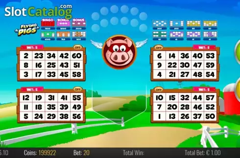 Οθόνη Bingo. Flying Pigs Κουλοχέρης