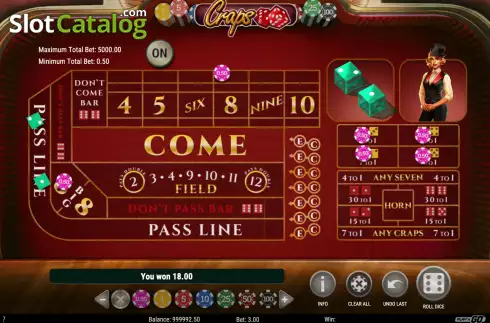 Οθόνη8. Craps (Play'n Go) Κουλοχέρης