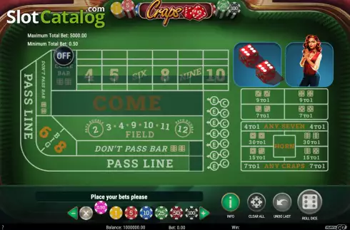 Οθόνη9. Craps (Play'n Go) Κουλοχέρης