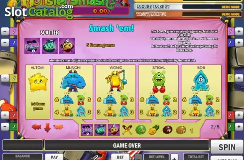 Πίνακας πληρωμών 2. Monster Smash Κουλοχέρης 