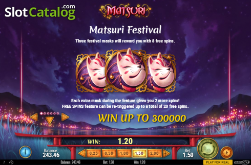 Πίνακας πληρωμών 1. Matsuri (Play'n Go) Κουλοχέρης