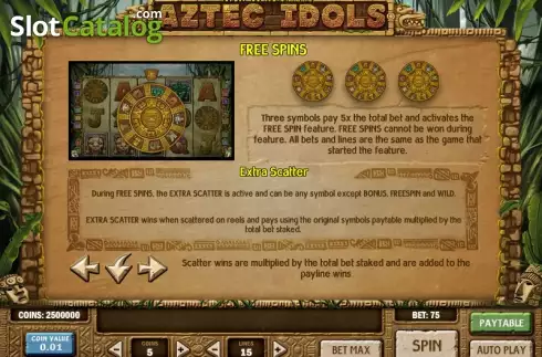 Πίνακας πληρωμών 2. Aztec Idols Κουλοχέρης
