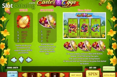 Πίνακας πληρωμών 1. Easter Eggs Κουλοχέρης