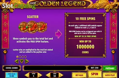 Πίνακας πληρωμών 1. Golden Legend (Play'n Go) Κουλοχέρης