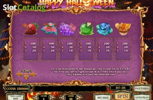 Πίνακας πληρωμών 3. Happy Halloween Κουλοχέρης