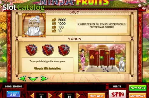 Πίνακας πληρωμών 1. Ninja Fruits Κουλοχέρης