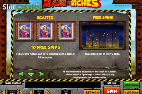 Πίνακας πληρωμών 2. Rage to Riches Κουλοχέρης
