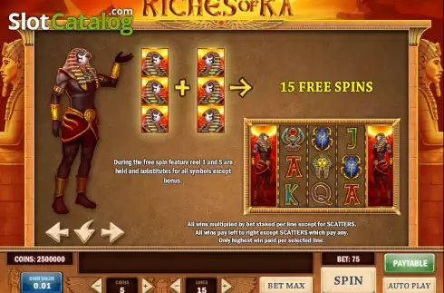 Πίνακας πληρωμών 2. Riches of Ra Slot Κουλοχέρης