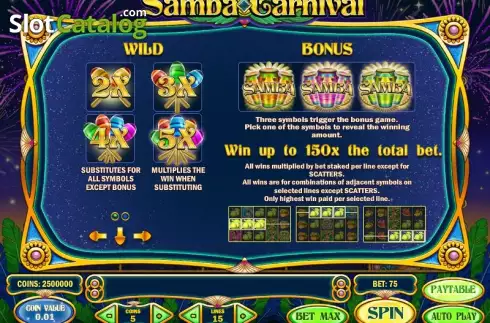 Πίνακας πληρωμών 1. Samba Carnival Κουλοχέρης