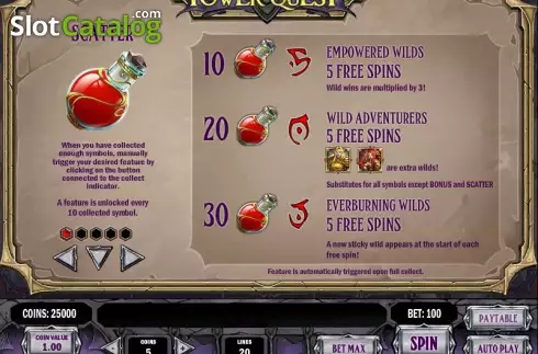 Πίνακας πληρωμών 1. Tower Quest Κουλοχέρης 
