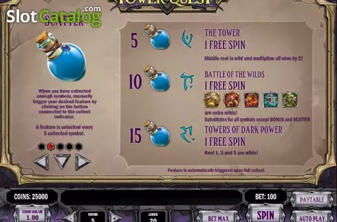 Πίνακας πληρωμών 2. Tower Quest Κουλοχέρης 